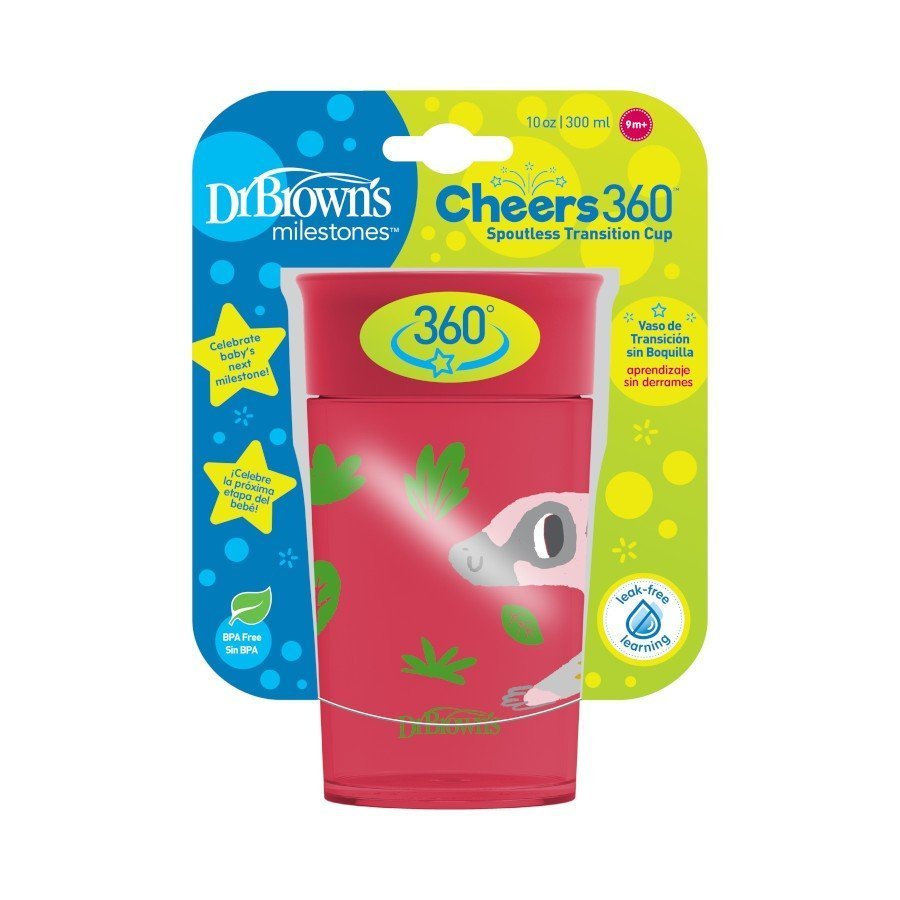 Dr. Browns Smooth Wall Cheers360 Cup, 10 oz/300 mL - Red Deco - DBTC01096