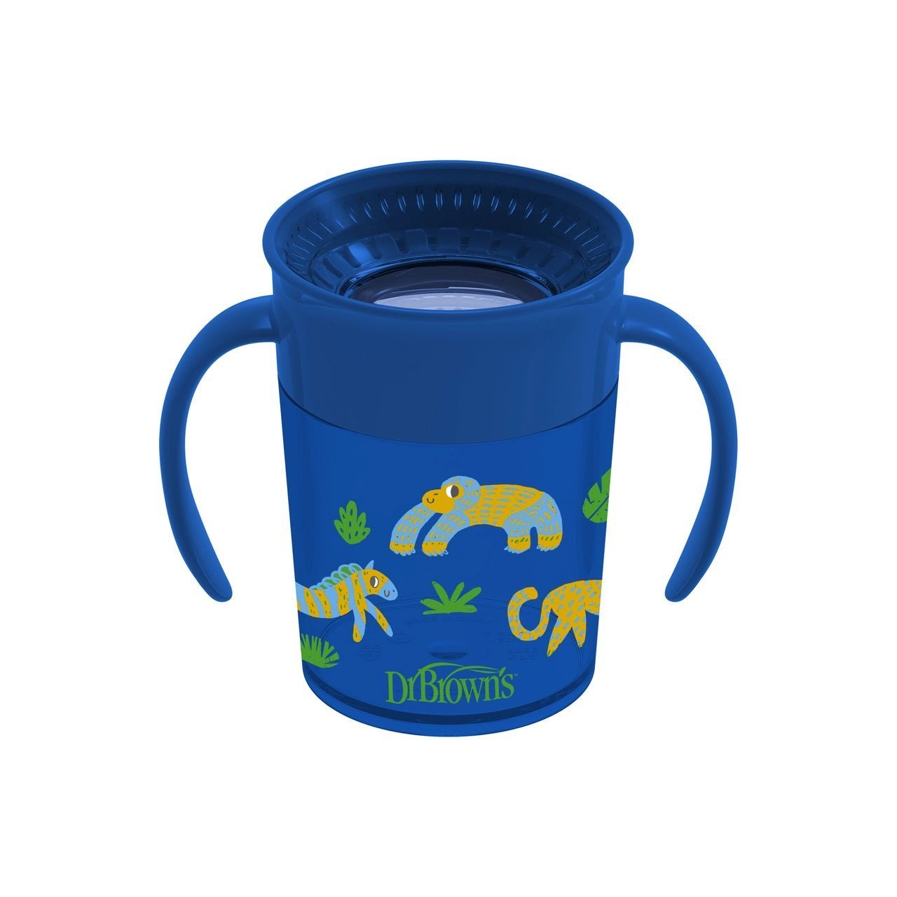 Dr. Browns Smooth Wall Cheers360 Cup w/ Handles, 7 oz/200mL - Blue Deco - DBTC71006