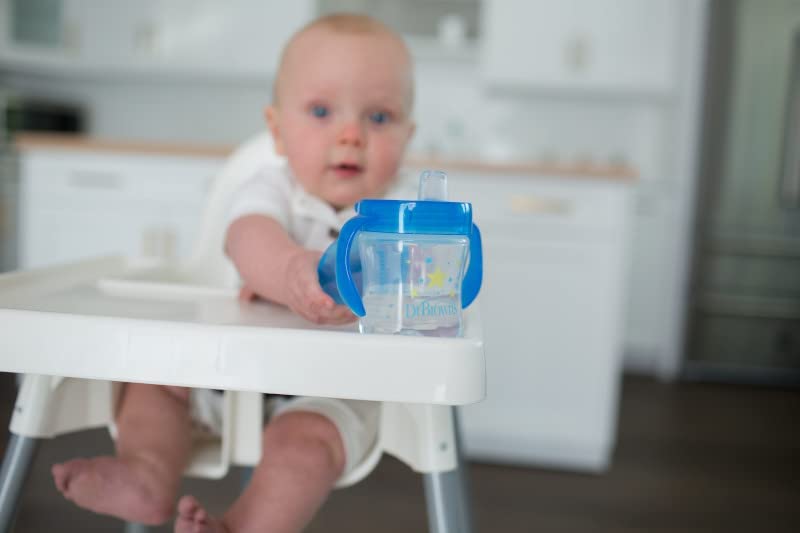 Dr. Browns Soft-Spout Transition Cup w/ Handles- Blue Deco - DBTC61004-INTL