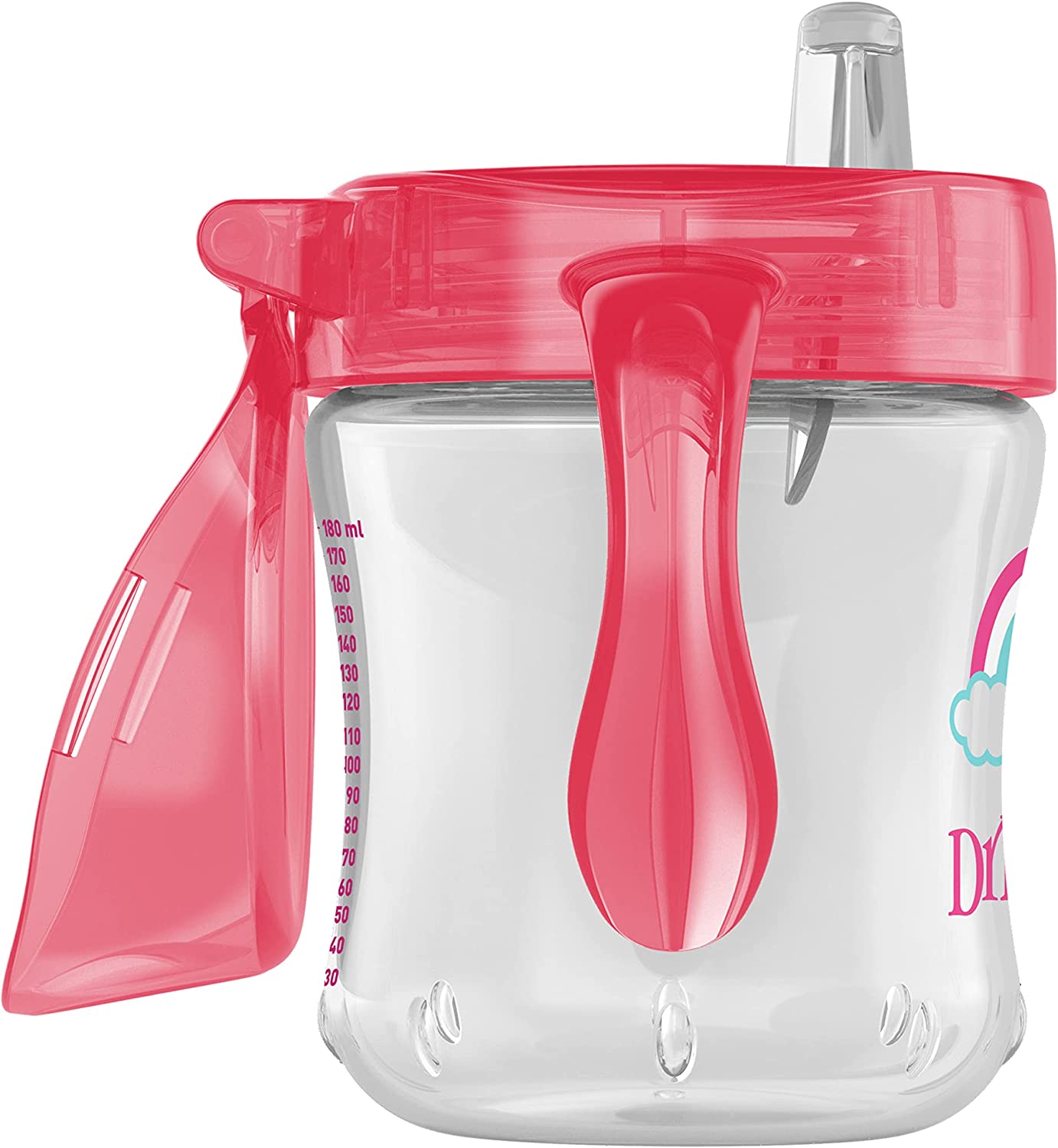 Dr. Browns Soft-Spout Transition Cup w/ Handles- Pink Deco - DBTC61003-INTL