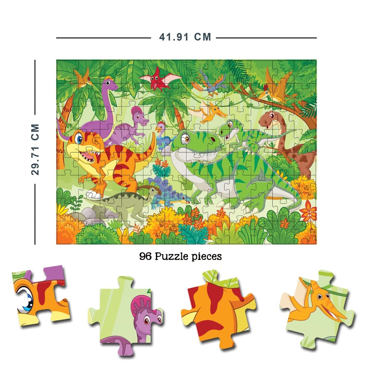 Dreamland Publications Dinosaurs World Jigsaw Puzzle For Kids | With Coloring And 3D Model - 9788194136880