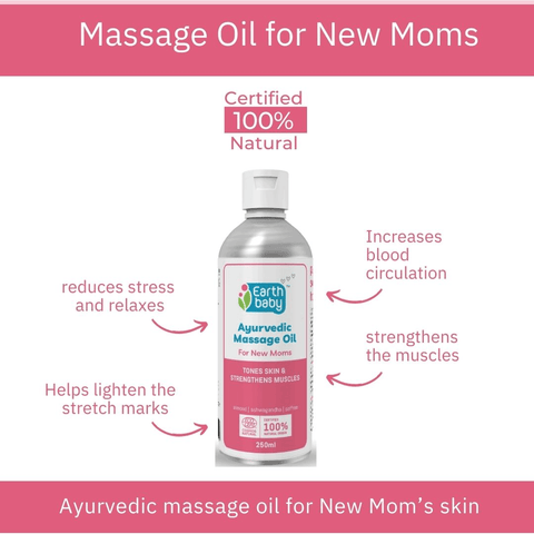 Earth Baby Ayurvedic Massage Oil For New Moms, 100% Certified Natural Origin - SC1007-2