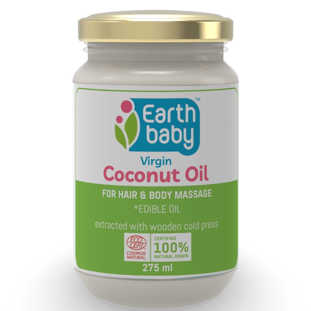 EarthBaby 100% Certified Natural Virgin Coconut Oil, Wood Cold Pressed- 275ml - 3-1001-A