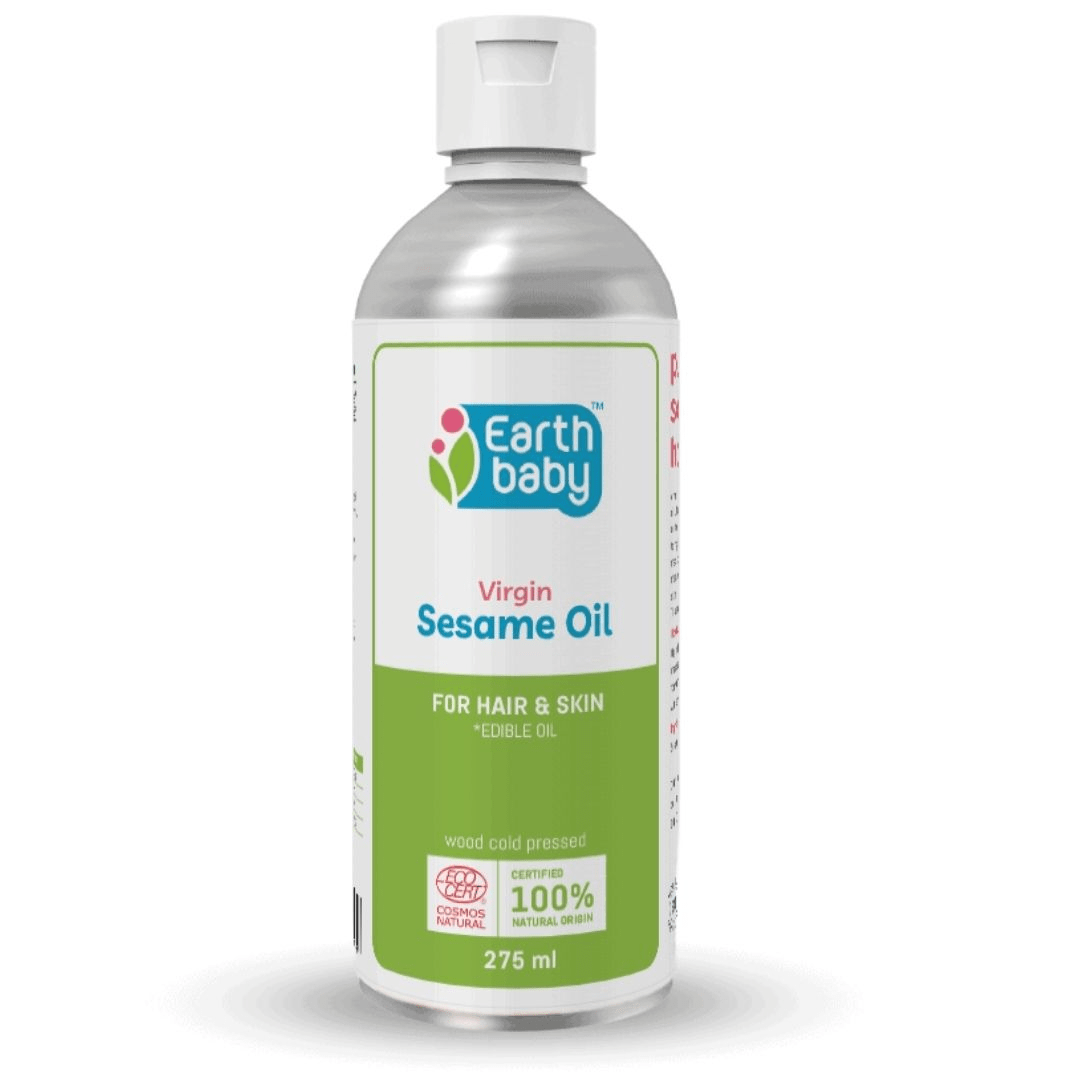 EarthBaby 100% Natural Cold Pressed Virgin Sesame (Til) Oil for Body Massage and Hair Oil (250 ml) - 3-1003-a