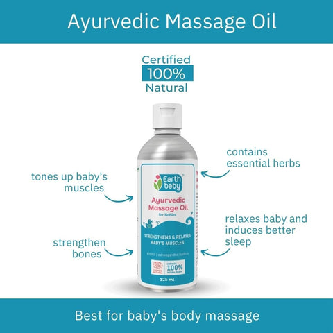 Earthbaby Ayurvedic Baby Massage Oil, Certified 100% Natural Origin (125ml) - 3-1007