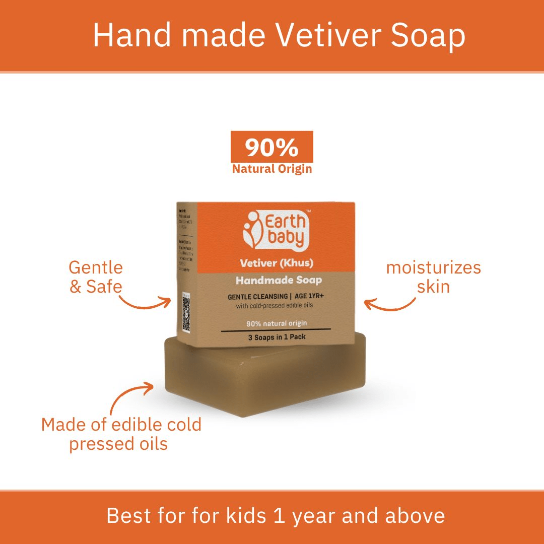 EarthBaby Handmade Vetiver (Khus) Soap (Pack of 3) - 3-1004-3
