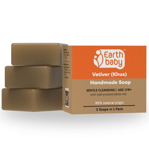 EarthBaby Handmade Vetiver (Khus) Soap (Pack of 3) - 3-1004-3