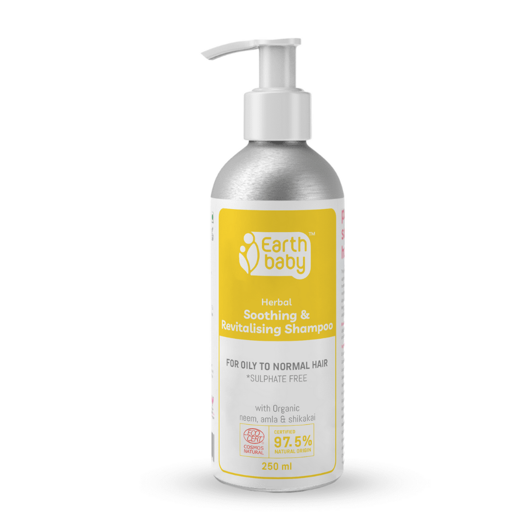 Earthbaby Herbal Soothing & Revitalizing Shampoo For Normal Hair- Men & Women, With Nourishing Neem, Amla & Shikakai | No SLS & SLES - SC1021