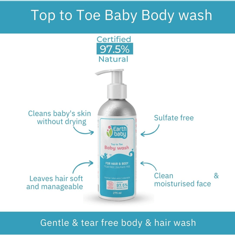 EarthBaby top to toe body wash for baby's hair, face & body | Tear-free with licorice, aloe vera & calendula | no SLS & SLES - 3-1012