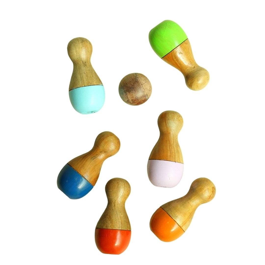 Earthy Tweens Small Wooden Pin Bowling Set - ET10