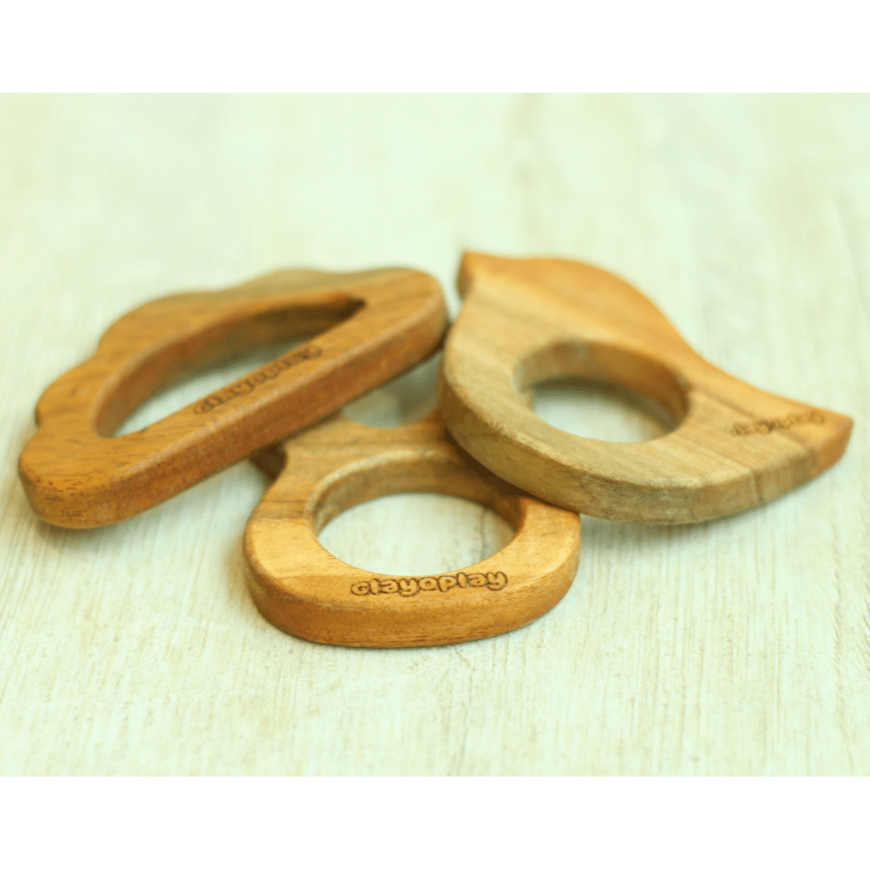 Earthytweens Neem Wood Teethers Set Of 3 (Bird+Bunny+Cloud) - ET79