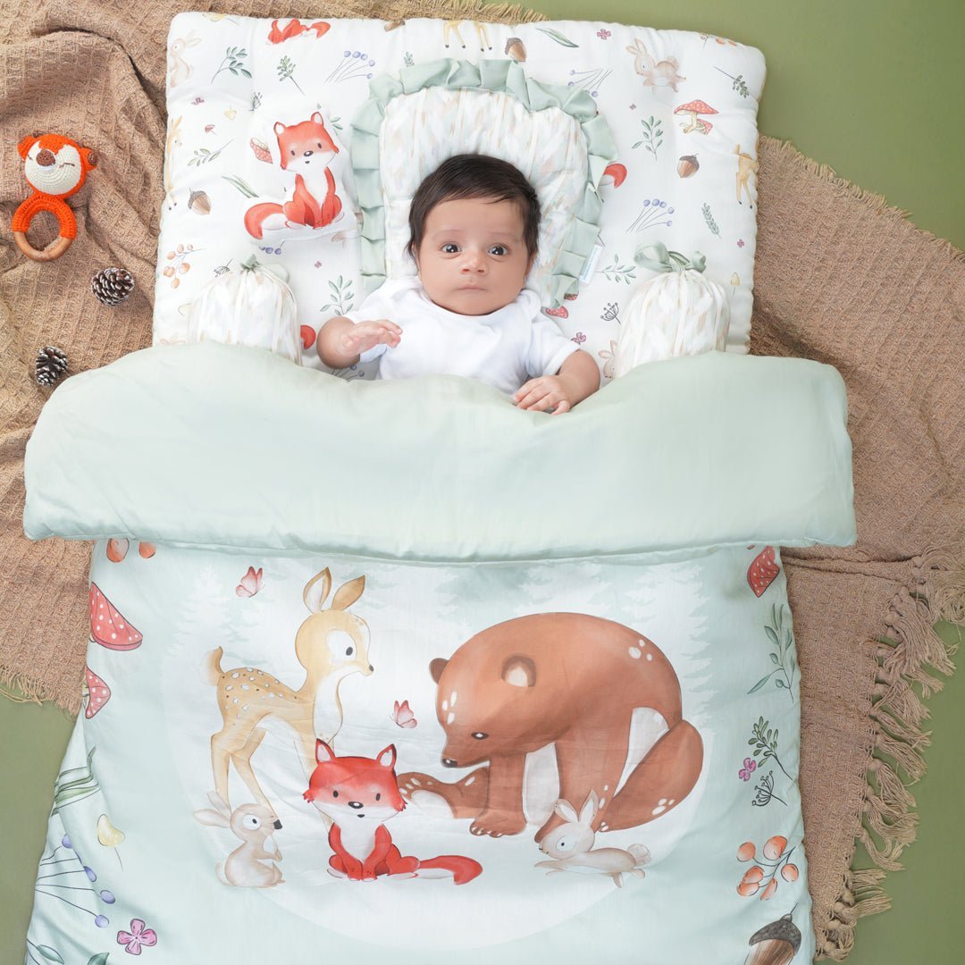 Fancy Fluff 6 PC Organic New Born Bed Set- Woodland - FF-WD-BMST-01