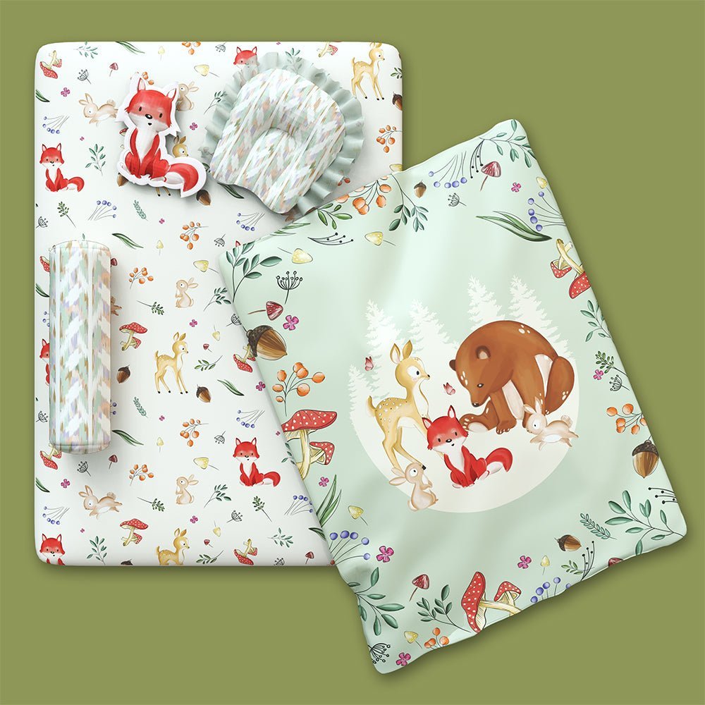 Fancy Fluff 6 PC Organic New Born Bed Set- Woodland - FF-WD-BMST-01