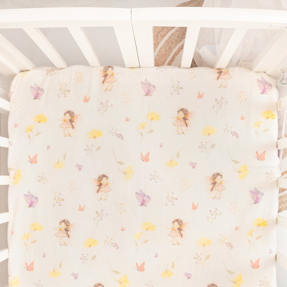 Fancy Fluff 7 Pc Organic Baby Cot Bedding Set- Pixie Dust - FF-PX-FCS-04
