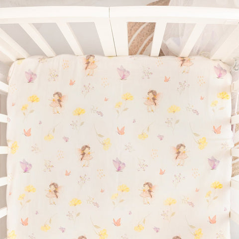 Fancy Fluff 7 Pc Organic Baby Cot Bedding Set- Pixie Dust - FF-PX-FCS-04