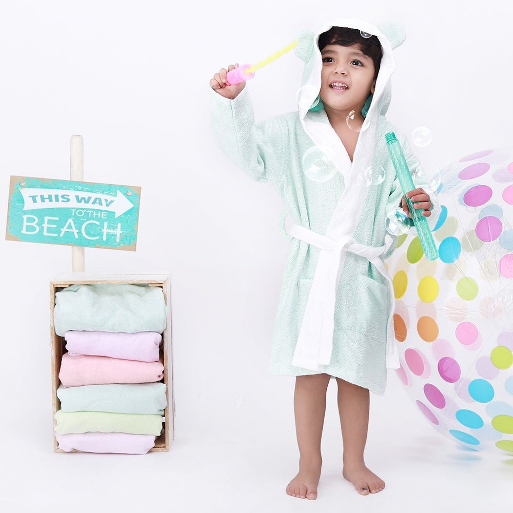Fancy Fluff Bamboo Cotton kids Bathrobe- Bear - FF-BR-KHB-02
