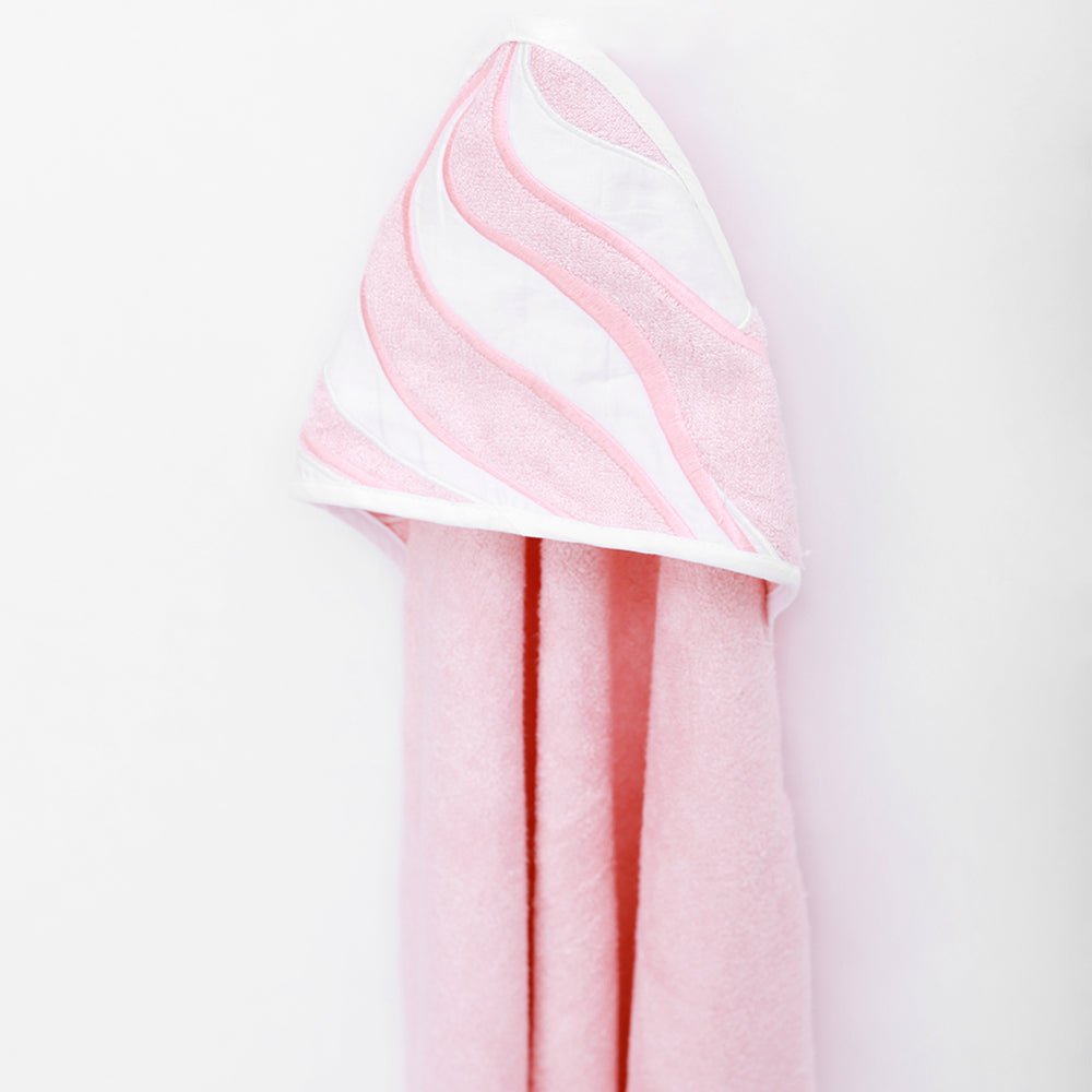 Fancy Fluff Bamboo Cotton Kids Hooded Towel- Strawberry Swirl - FF-SS-KHT-01
