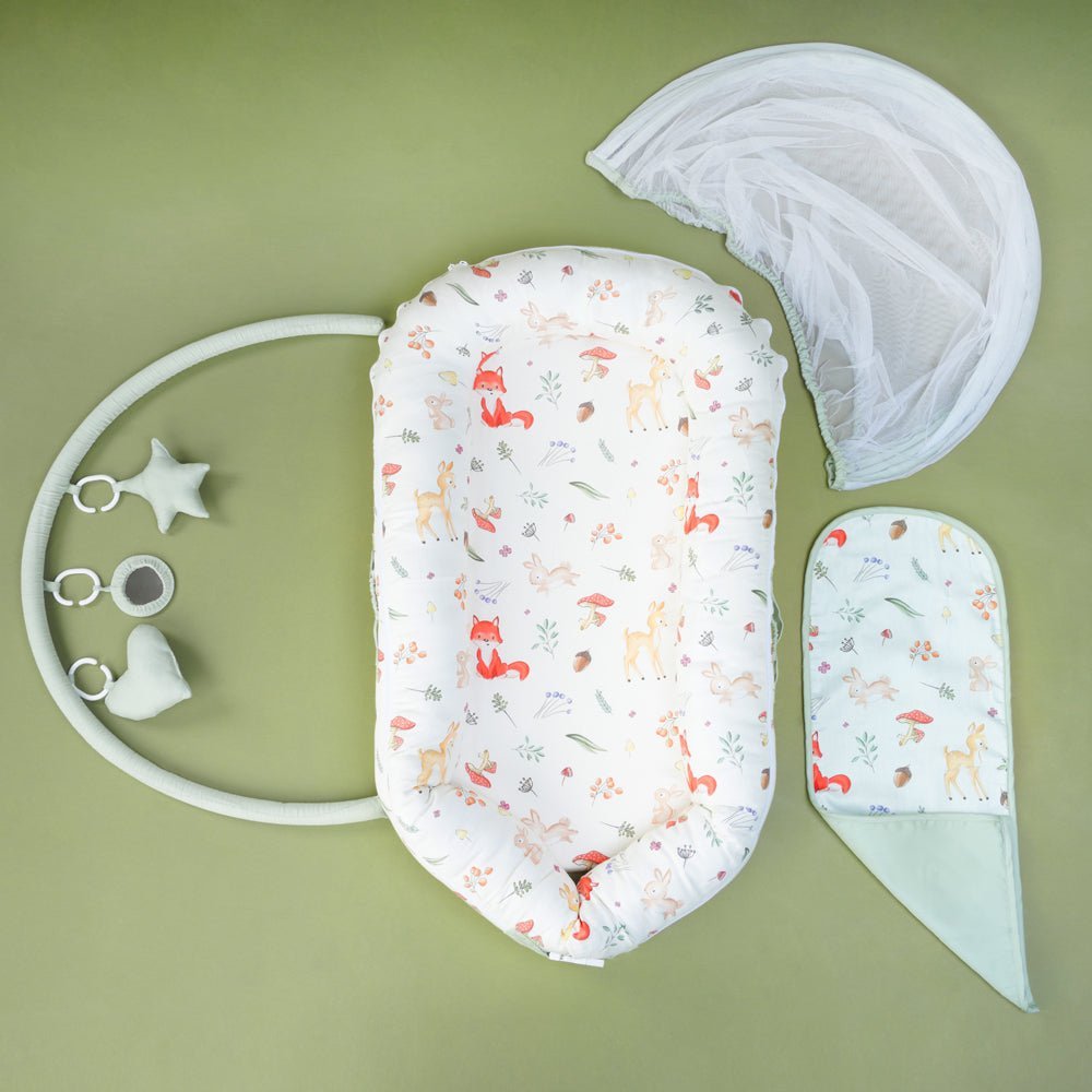 Fancy Fluff Organic Baby Cocoon- Woodland - FF-WD-BCN-01