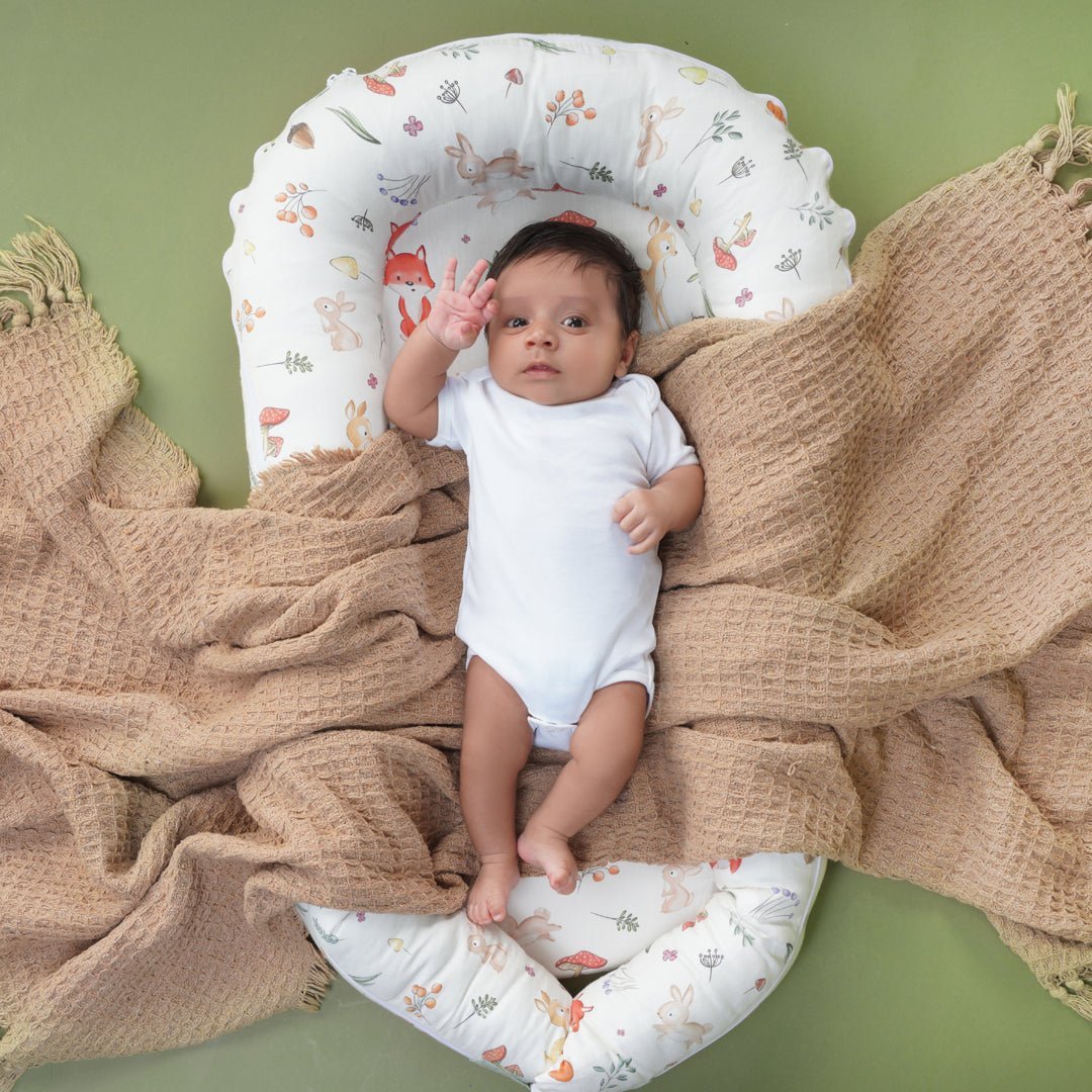 Fancy Fluff Organic Baby Cocoon- Woodland - FF-WD-BCN-01