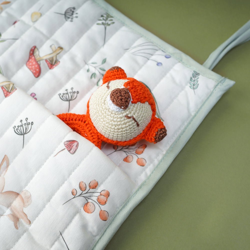 Fancy Fluff Organic Cotton Crib Organiser - Woodland - FF-WD-QCO-01