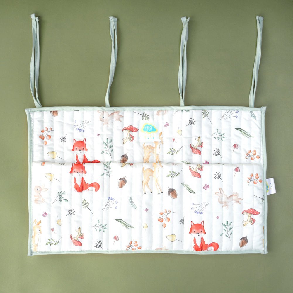 Fancy Fluff Organic Cotton Crib Organiser - Woodland - FF-WD-QCO-01