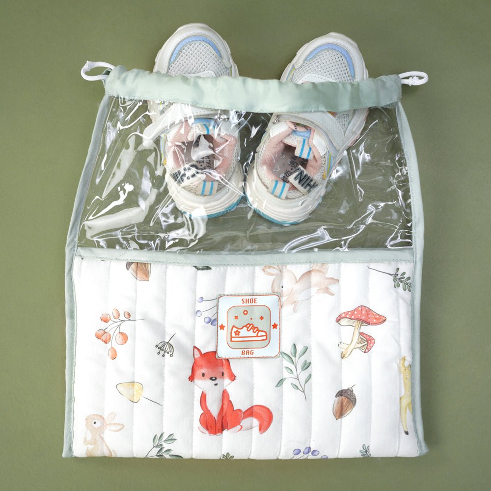 Fancy Fluff Organic Cotton Shoe Bag - Woodland - FF-WD-QSK-01