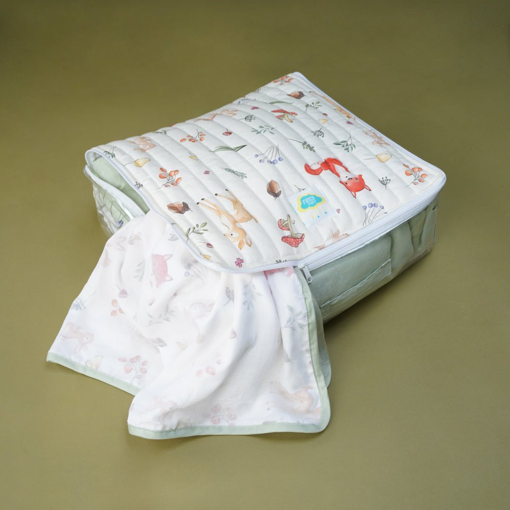 Fancy Fluff Organic Cotton Storage Bag- Woodland - FF-WD-QML-01