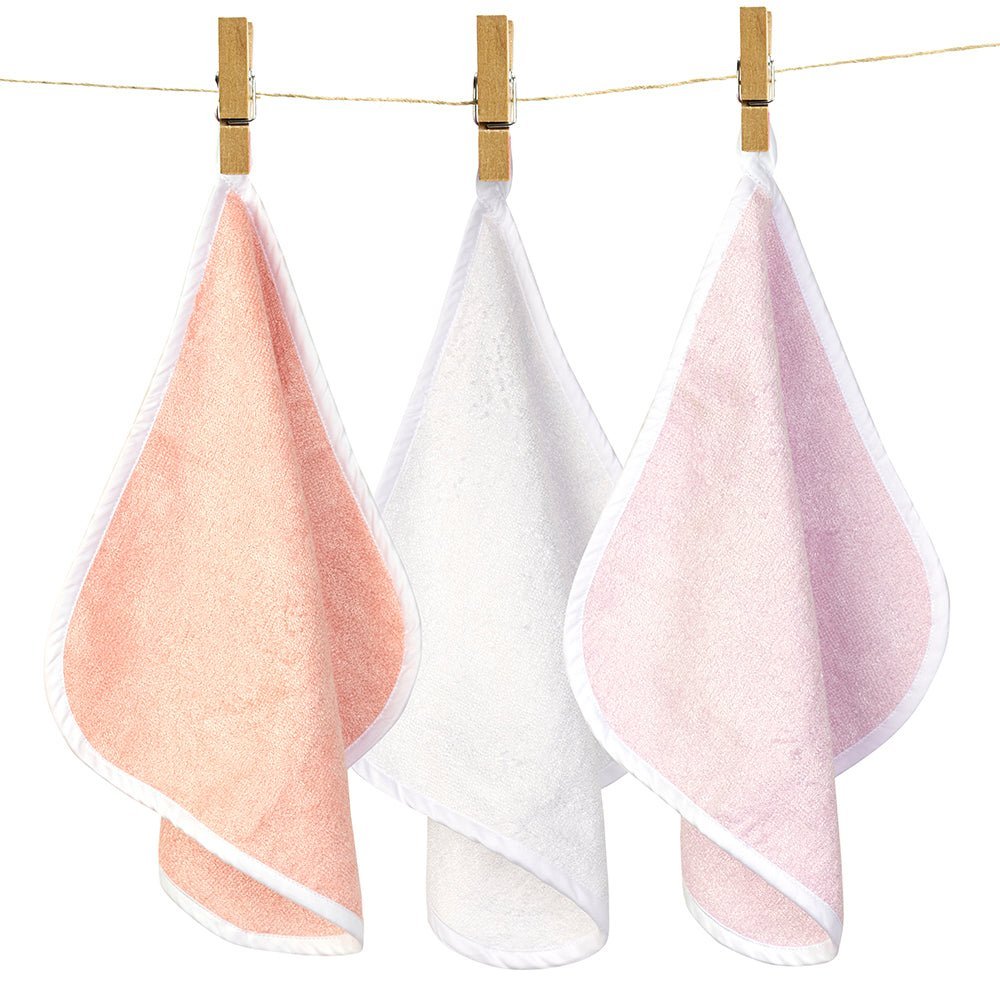 Fancy Fluff Pack of 3 Bamboo Cotton Washcloth- Pink - FF-PK-WCL-01