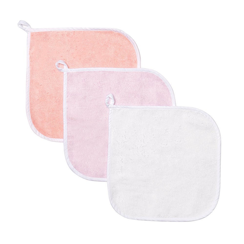 Fancy Fluff Pack of 3 Bamboo Cotton Washcloth- Pink - FF-PK-WCL-01