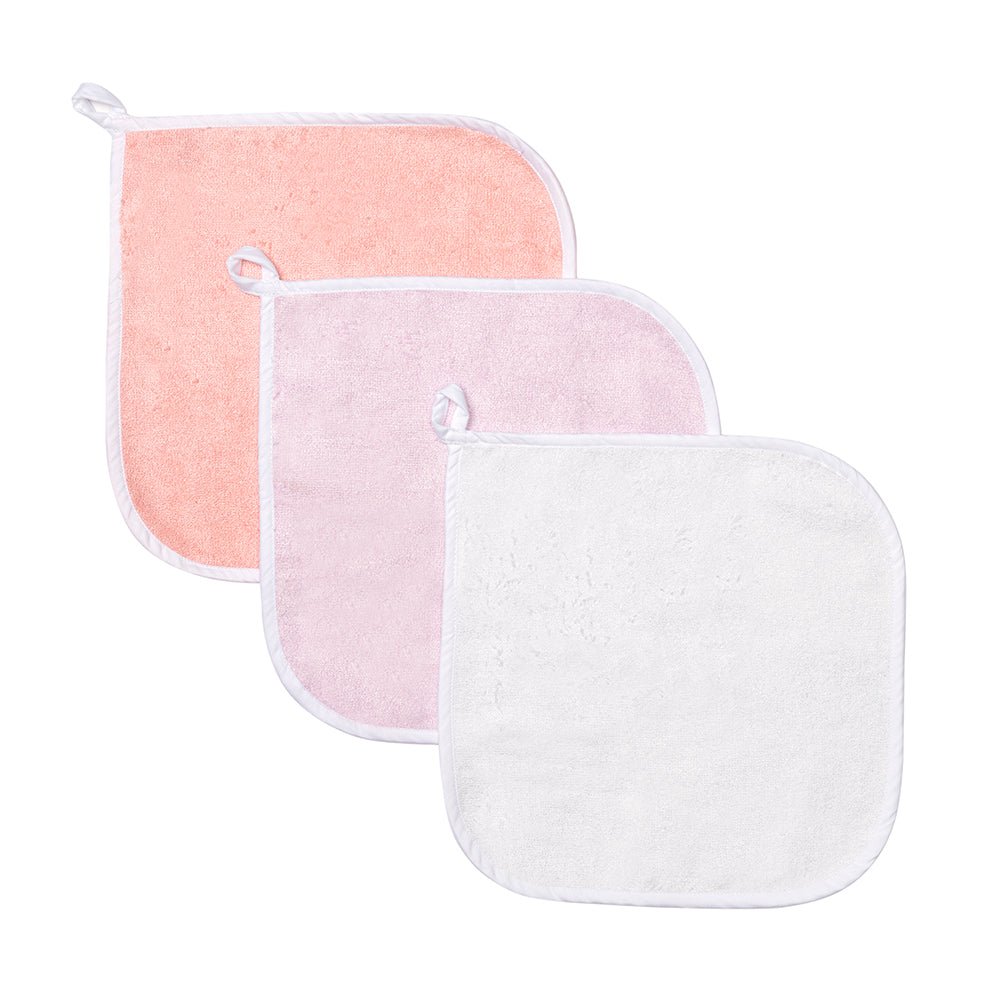 Fancy Fluff Pack of 3 Bamboo Cotton Washcloth- Pink - FF-PK-WCL-01