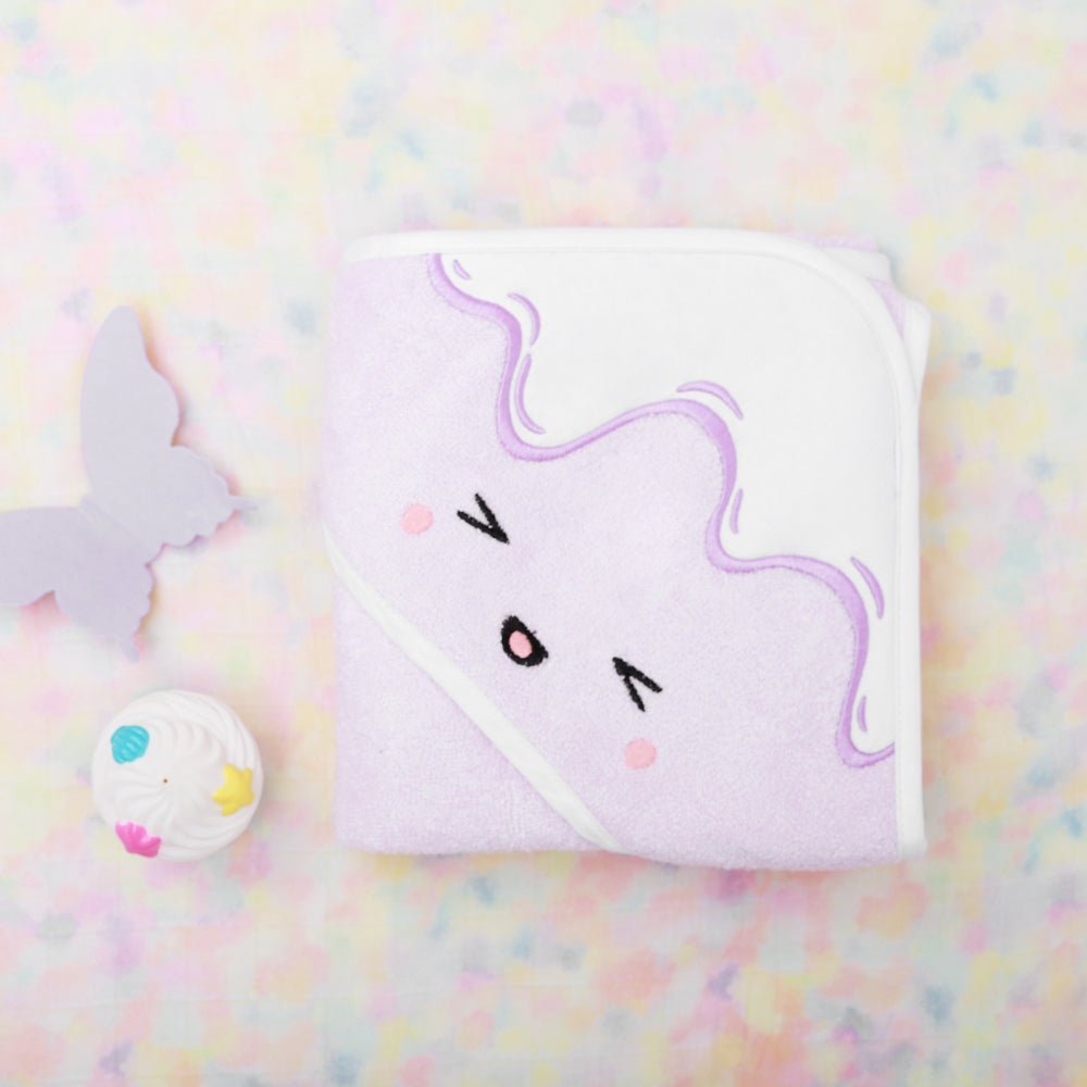 FancyFluff Bamboo Cotton Kids Hooded Towel- Lavender Sundae - FF-LS-KHT-04