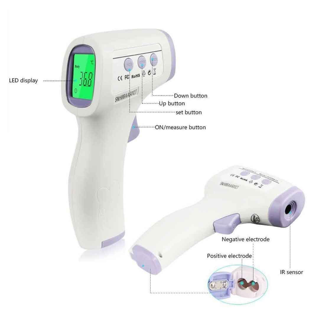 HeTaiDa Non Contact Infrared Thermometer - White - HTD8813C
