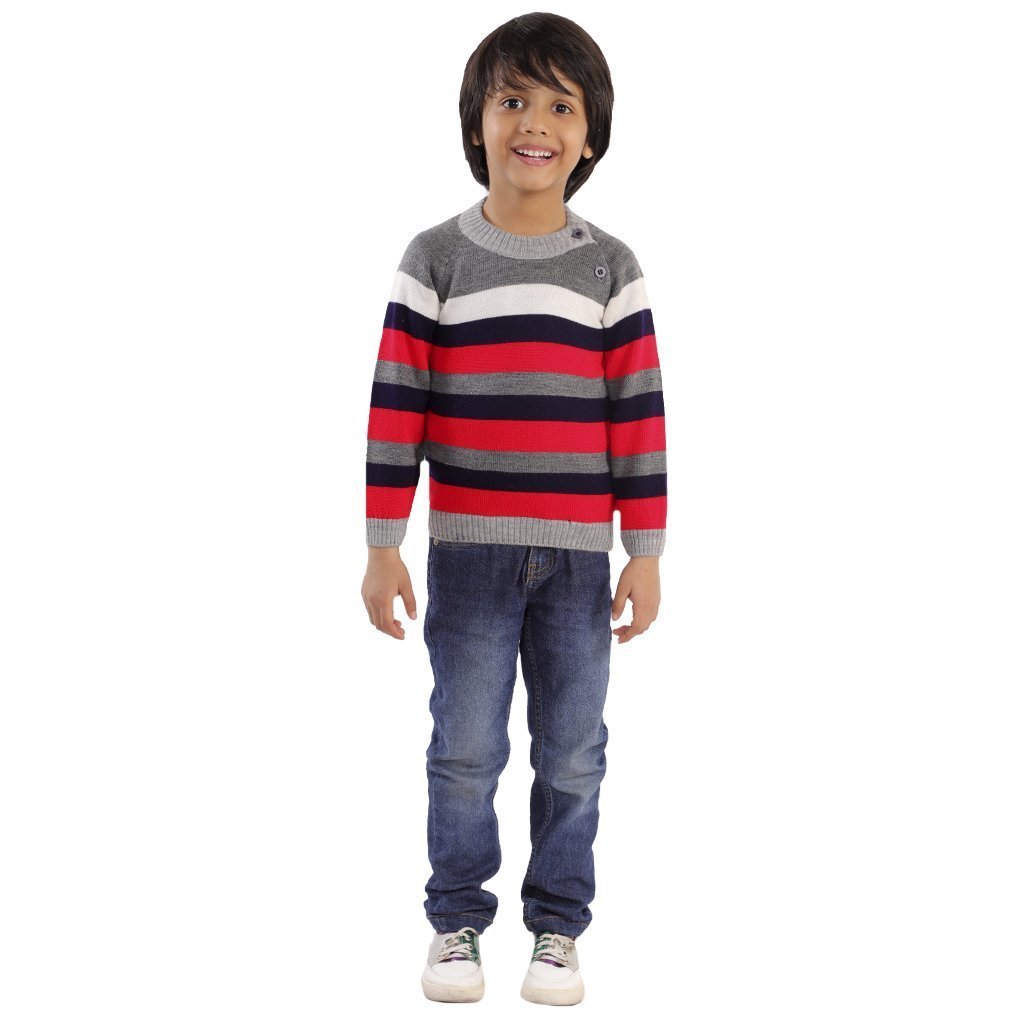 I Love Stripes Kids Sweater- Tomato Red - SWT-ILSTM-6-12