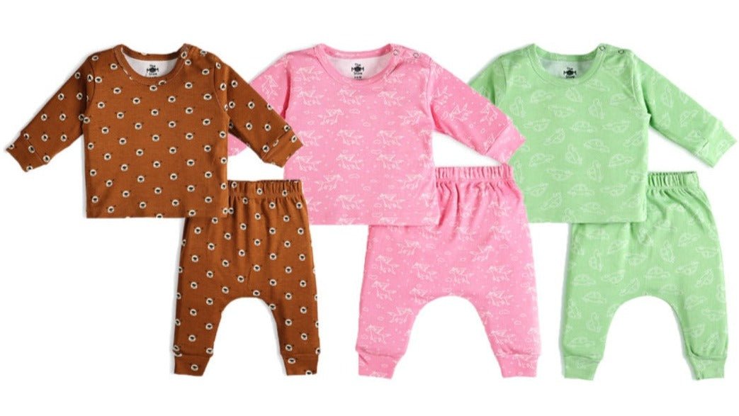 Infant Pajama Set Combo of 3: Vrrom Vrrom-Fairyland-Beary Best - IPS3-VRFRBB-0-3