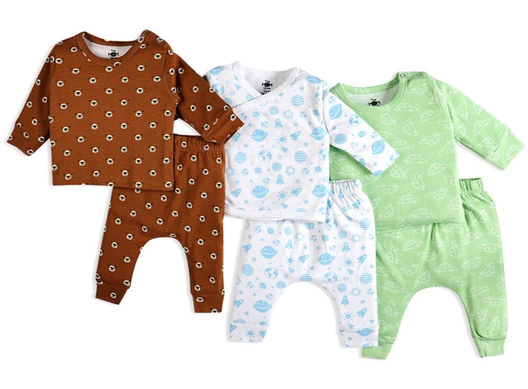 Infant Pajama Set Combo Of 3: Vrrom Vrrom-Out Of World-Beary Best - IPS3-VROFBB-0-3