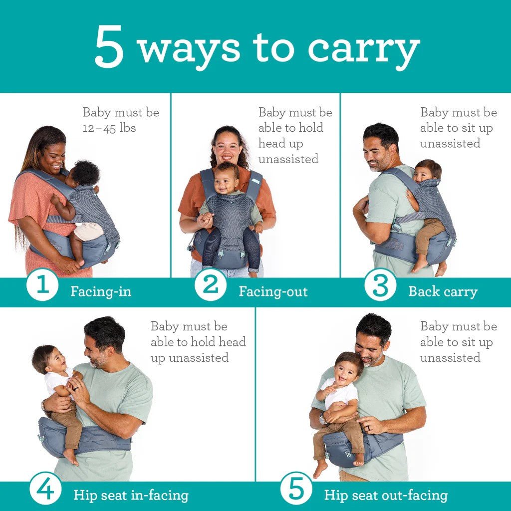 Infantino Hip Rider Plus 5-in-1 Hip Seat Carrier Grey - 300012