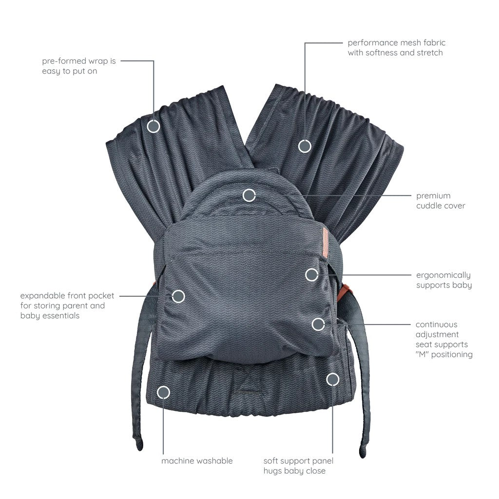 Infantino Hug & Cuddle Adjustable Hybrid Wrap Carrier Black - 300092