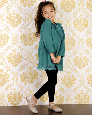 Buy Ivy Schiffli Girls Sweater Dress With Black Leggings Online – The Mom  Store