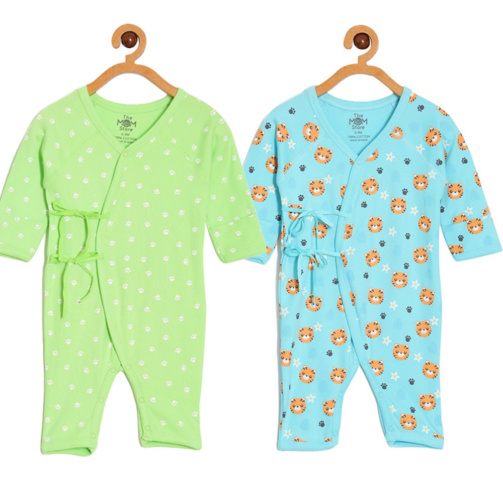 Jabla Infant Romper Combo Of 2 : Feline Fighters- Staying Pawsitive - ROM2-SS-FFSP-PM