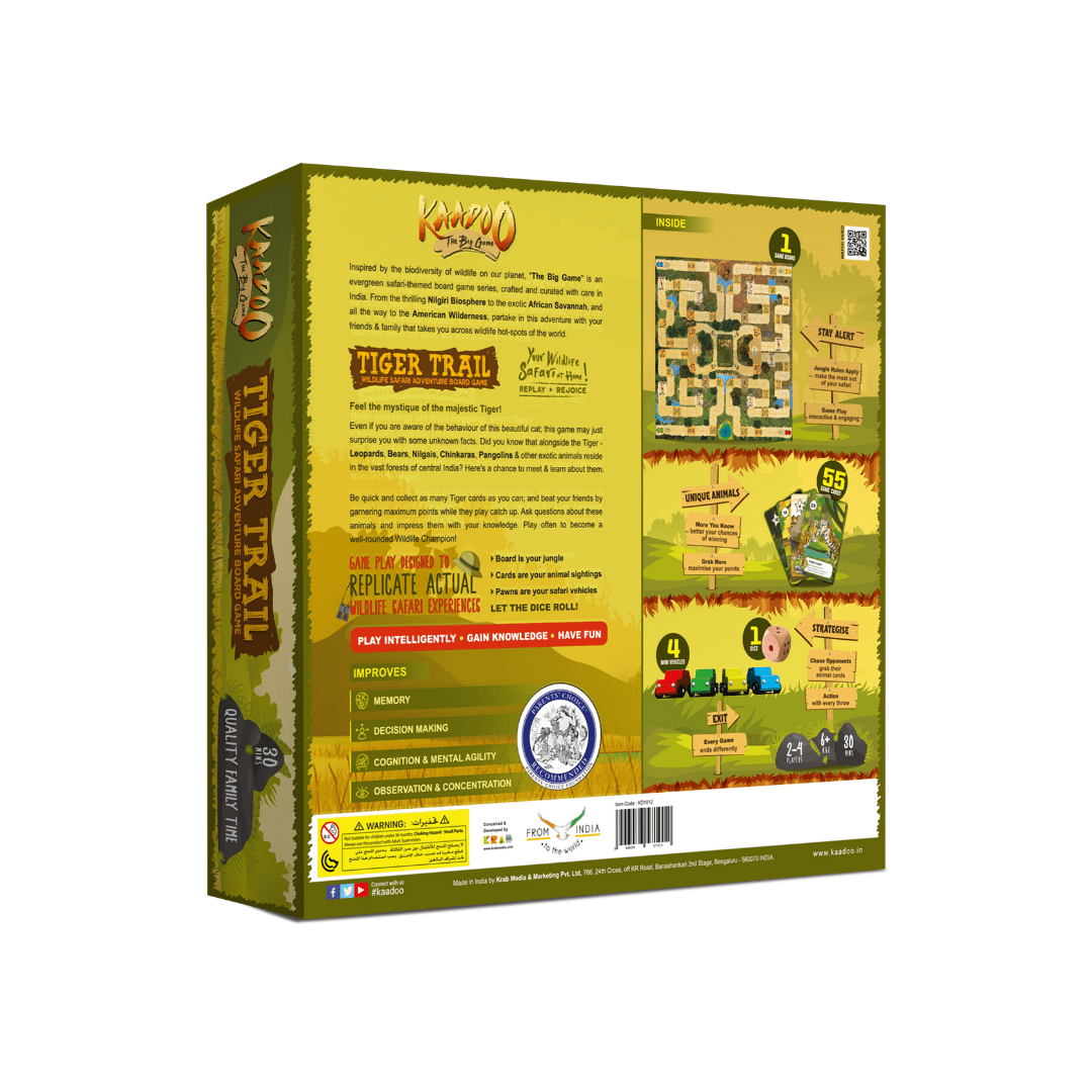 Kaadoo Tiger Trail Classic Educational Adventure Jungle Safari Kids Board Game - TBG-TT