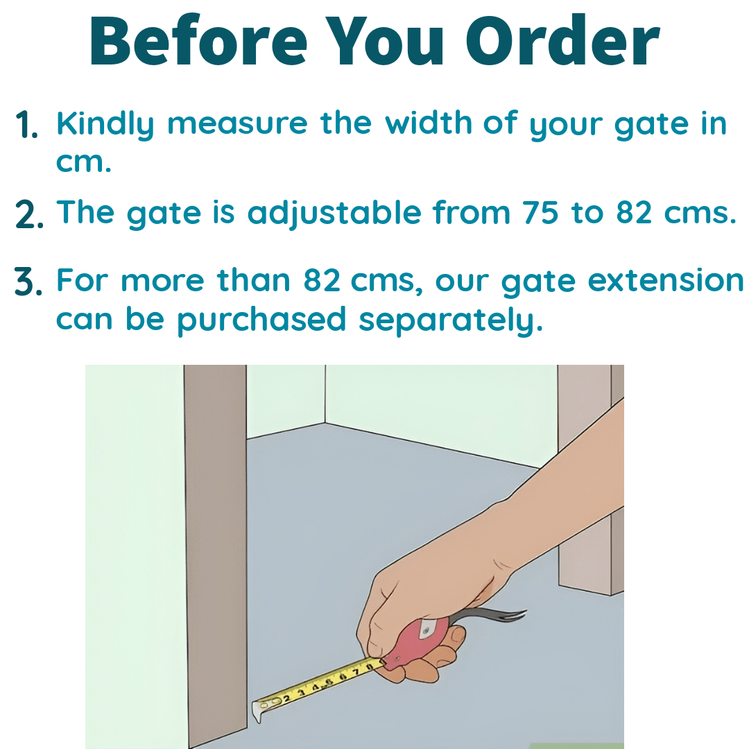 KidDough Baby Safety Gate: Auto Close with Double Lock System (75-82cms) -