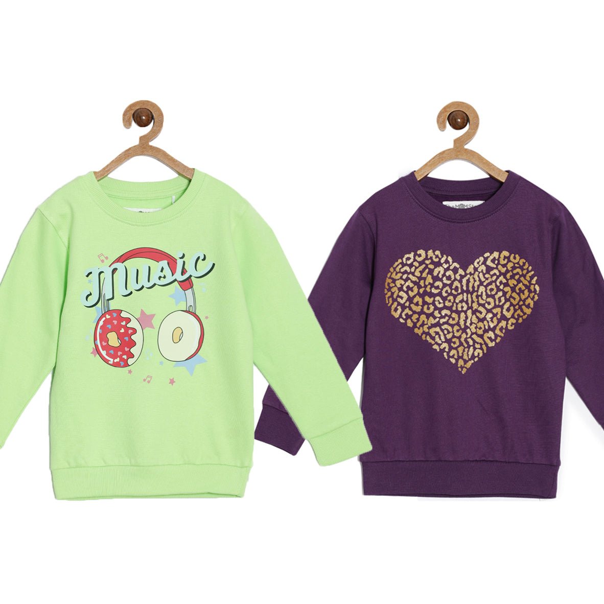 Kids Sweatshirt Combo of 2- Donut Music & Heart Of Gold - KS2-AN-DMHG-0-6