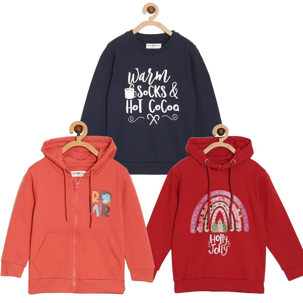 Kids Winter Combo Of 3- Holly Jolly-Hear Me ROAR-Warm Socks and Hot Cocoa - KWW3-AN-HJHW-0-6