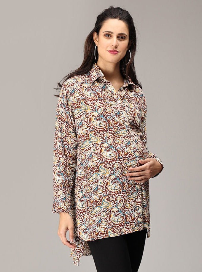 Kimaya Maternity and Nursing Oversized Shirt - MAT-SD-KLNKMO-S