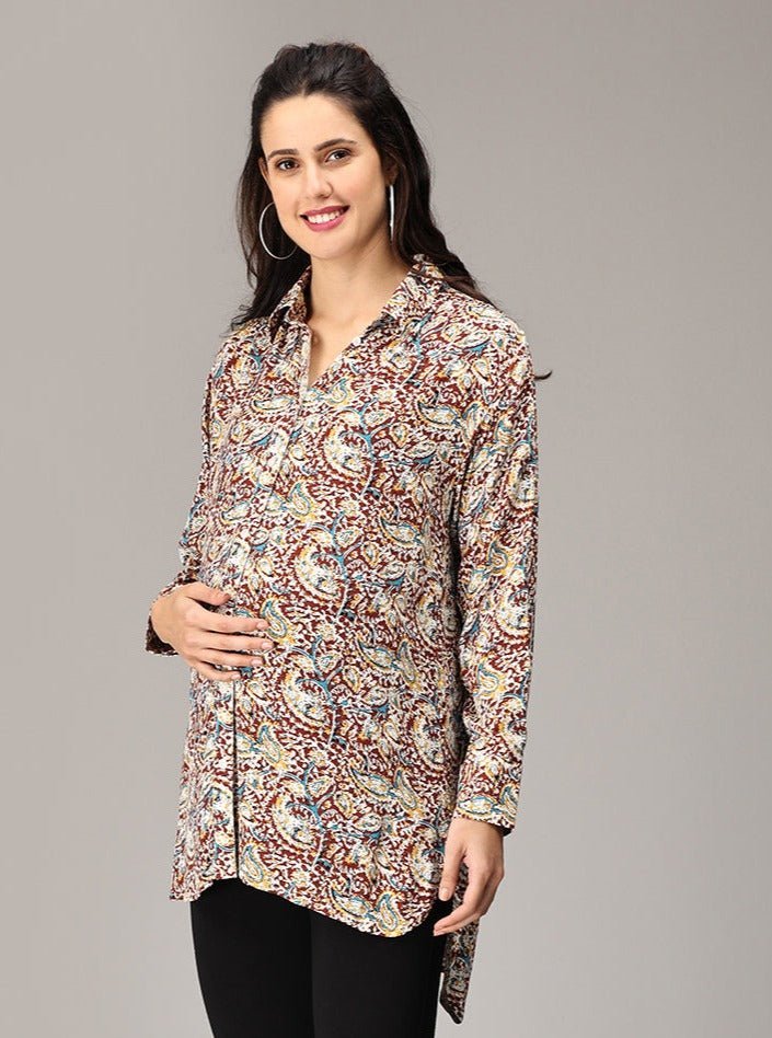 Kimaya Maternity and Nursing Oversized Shirt - MAT-SD-KLNKMO-S