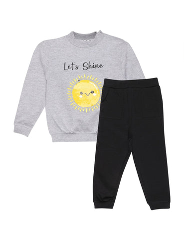 Let's Shine Sweatshirt and Black Sweatpants Combo