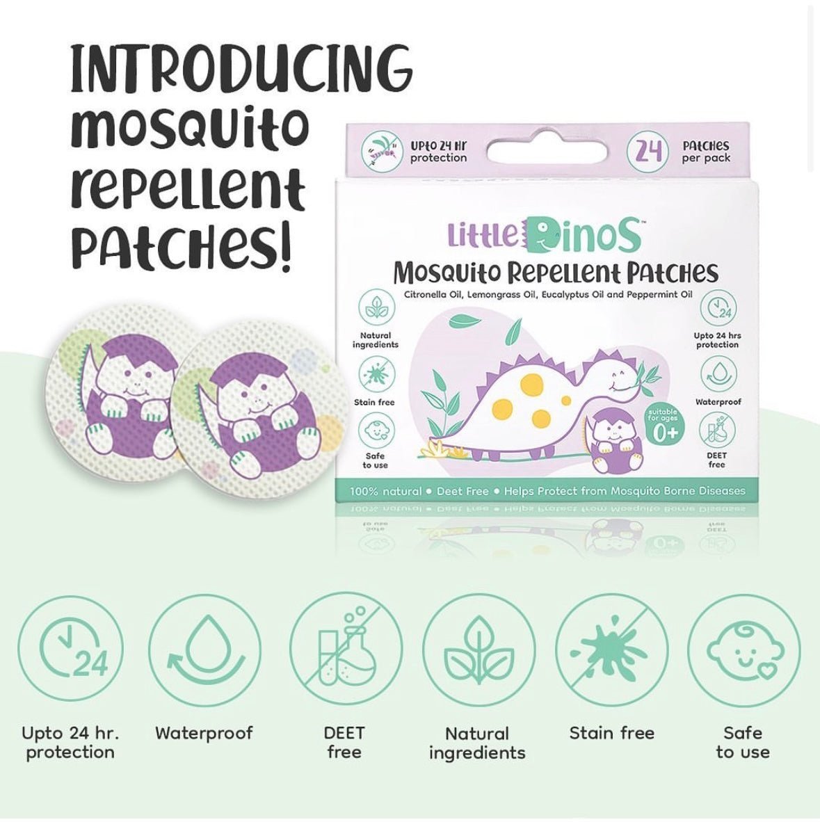 Little Dinos-100% Natural Mosquito Repellent Patches - LD MRP 24