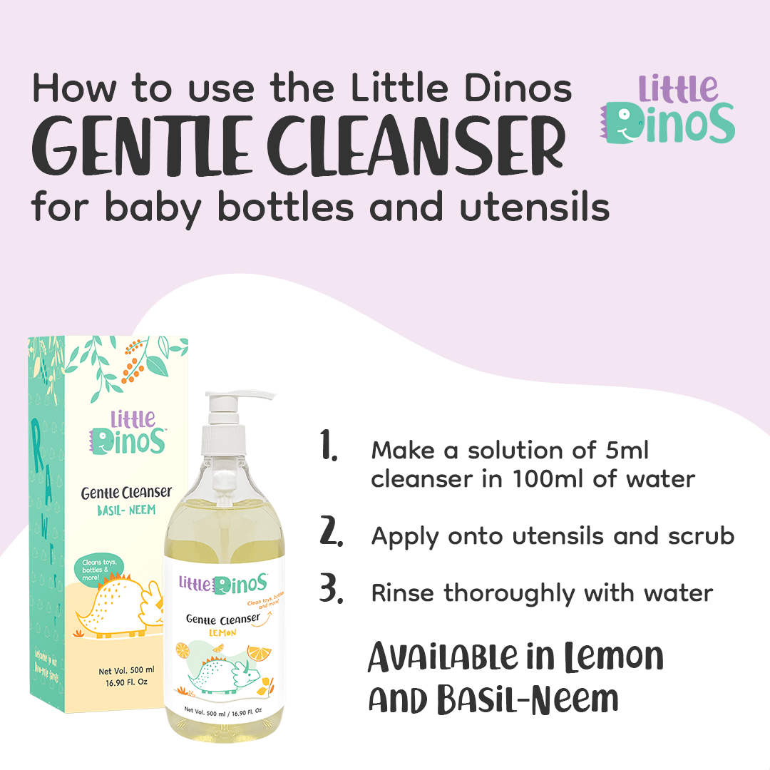 Little Dinos Gentle Bottle Cleanser- Basil Neem 500 ml - LD GC BN 01