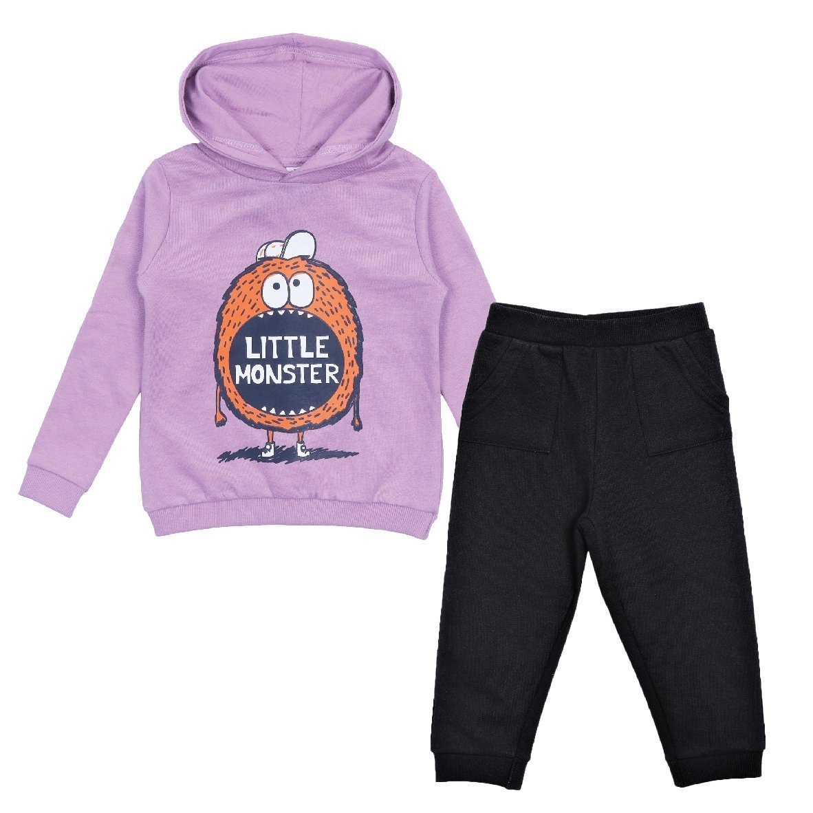 Little Monster Hooded Sweatshirt and Black Sweatpants Combo - SWSP-LMBK-0-6