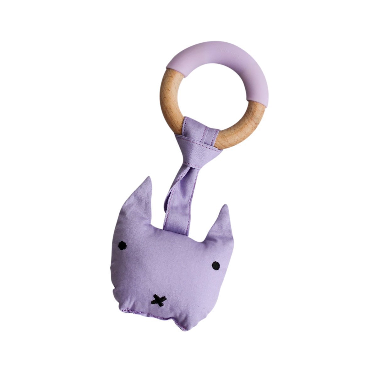 Little Rawr Wood Plush Rattle Teether Toy- Kitty(Purple) - LPKLA